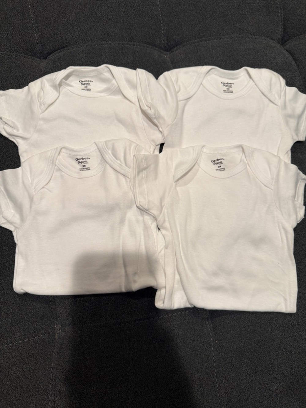 Gerber White Short-Sleeve Baby Bodysuits - Set of 4